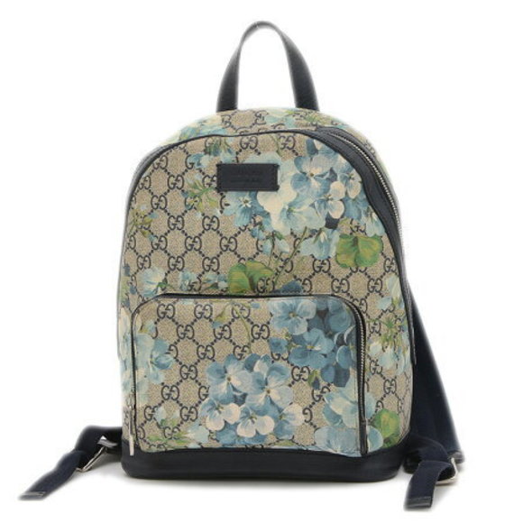 Gucci GG Blooms Backpack Canvas Blue - Picture 1 of 7